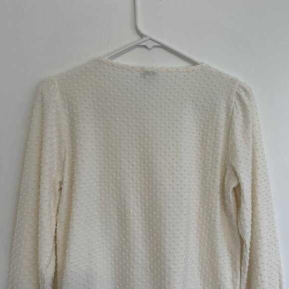 J. CREW FACTORY Long Sleeve Clip Dot Top Cream Ivory Off White ? Textured Blouse - Picture 12 of 13